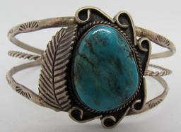 MORENCI TURQUOISE BRACELET STERLING SILVER NAVAJO