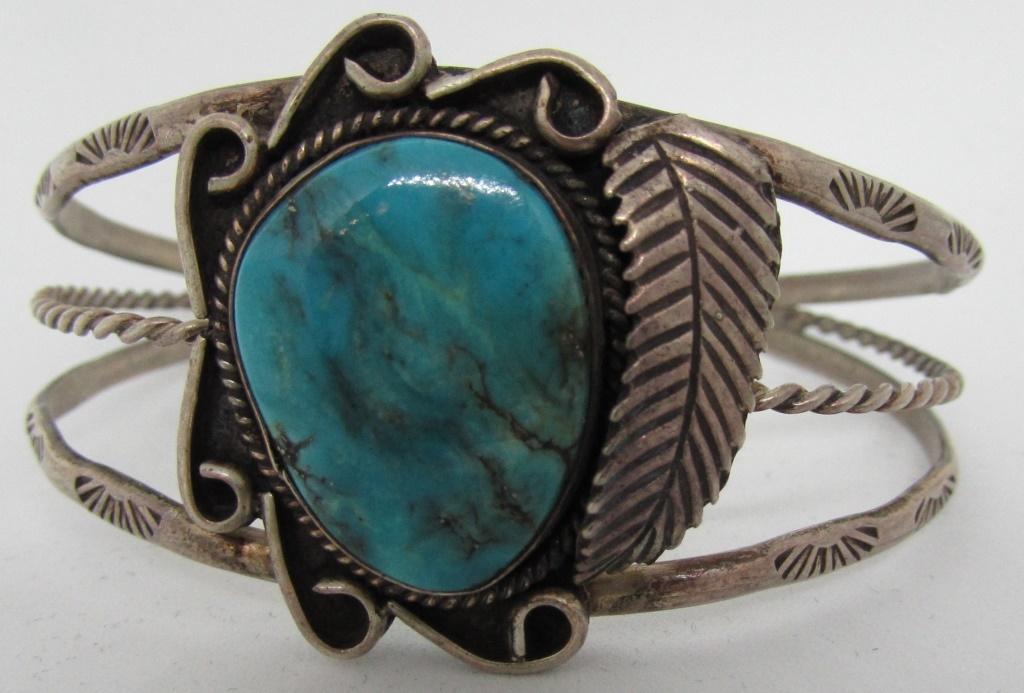 MORENCI TURQUOISE BRACELET STERLING SILVER NAVAJO