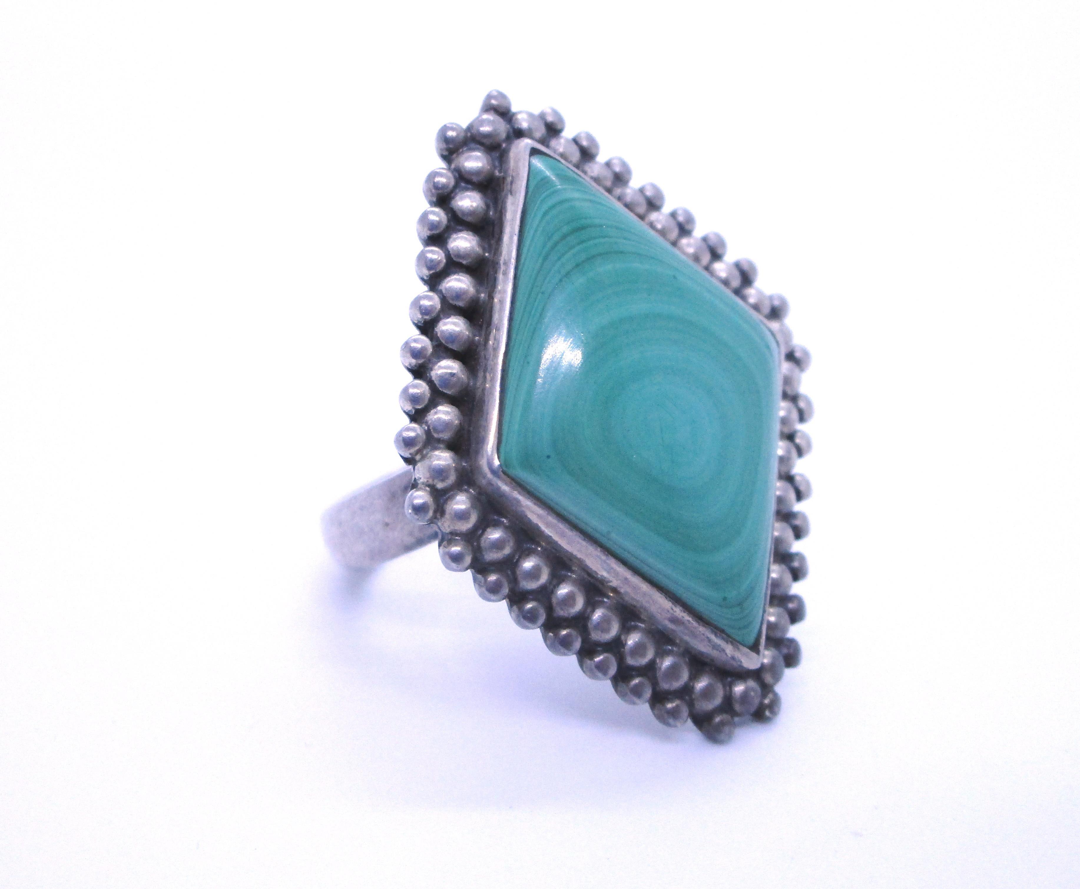 MALACHITE RING STERLING SILVER WOW