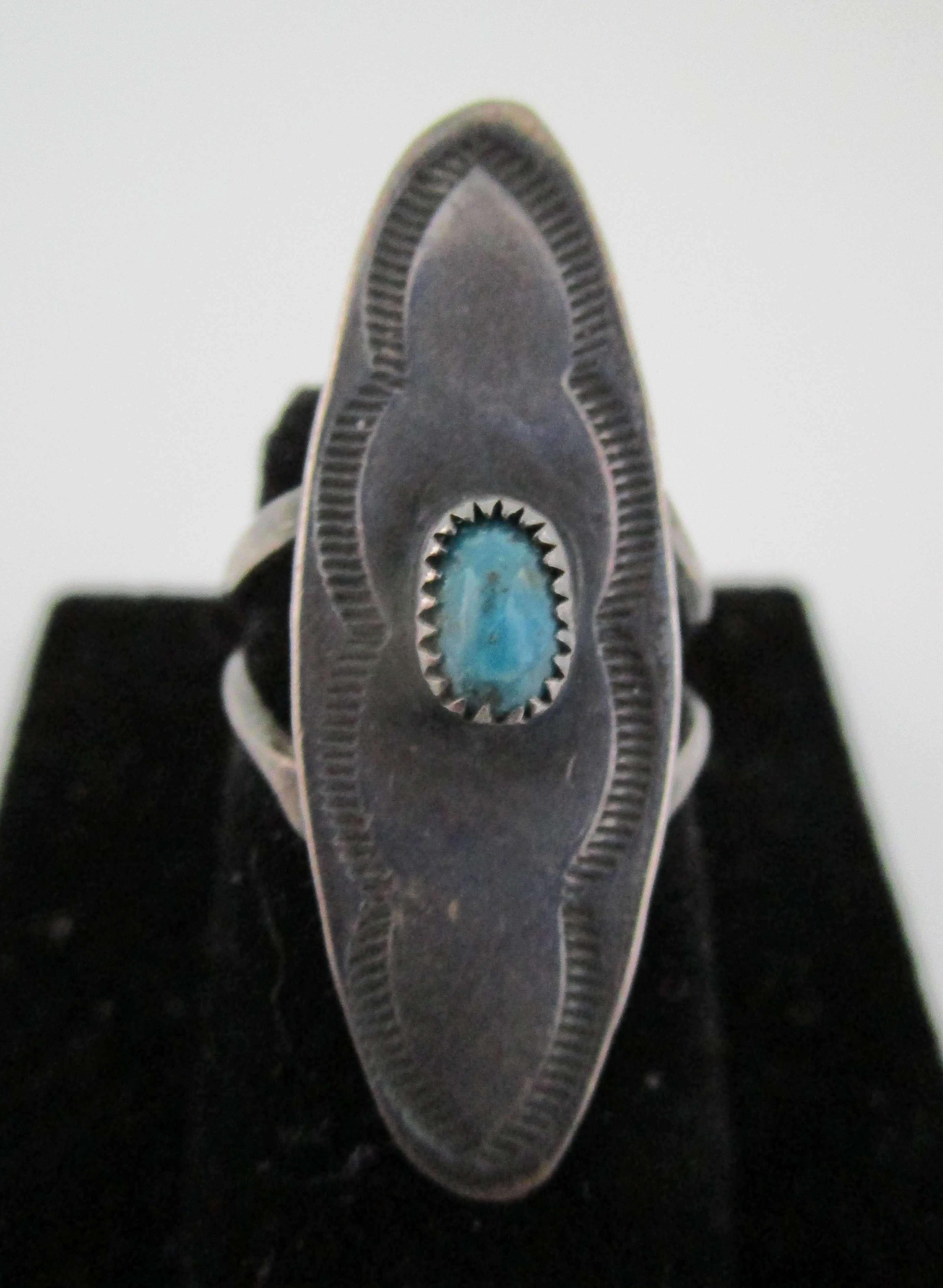 TURQUOISE RING STERLING SILVER OLD PAWN