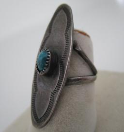 TURQUOISE RING STERLING SILVER OLD PAWN