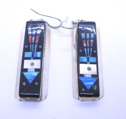 NIGHT SKY INLAY EARRINGS STERLING SILVER SIGNED S