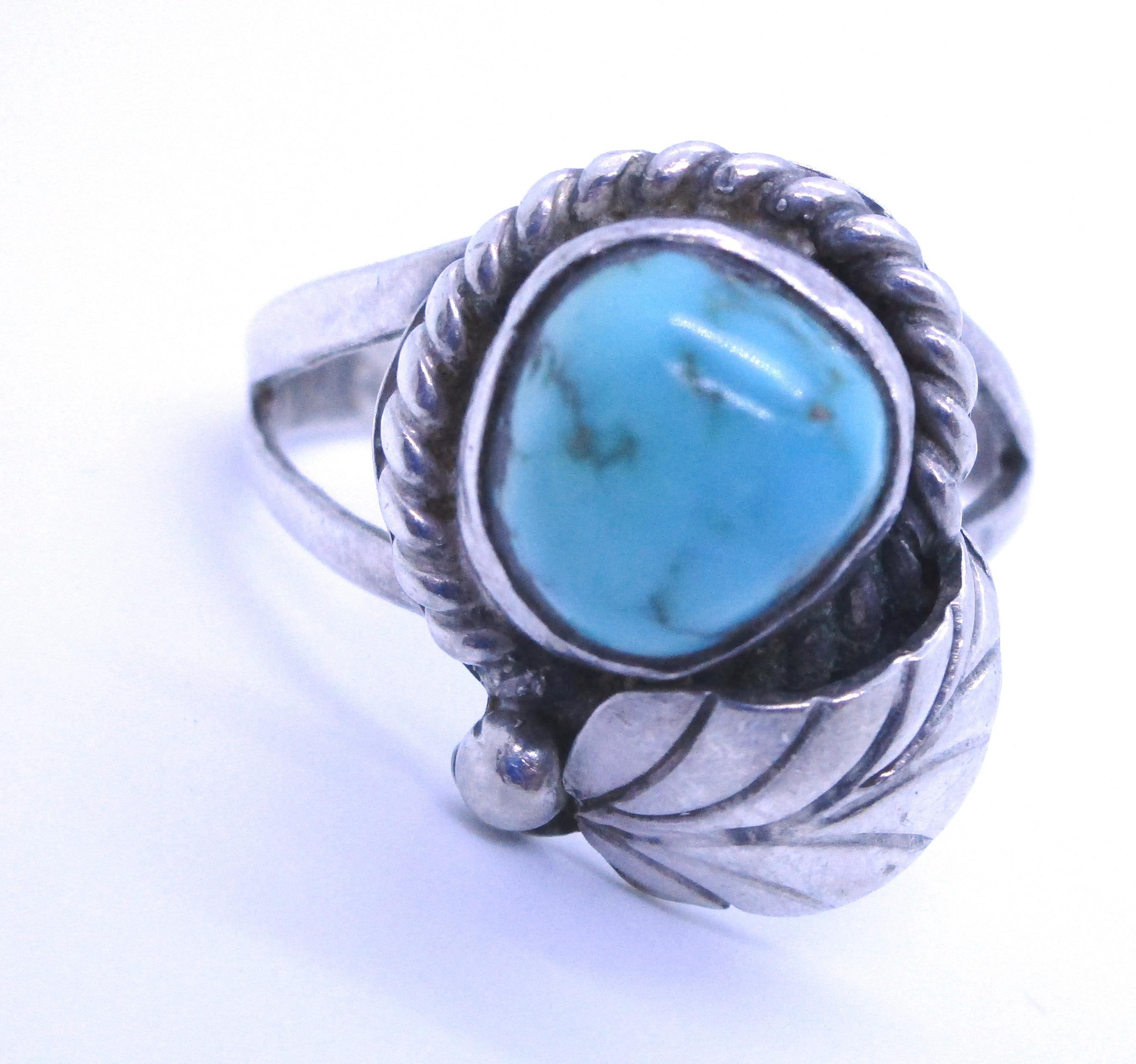 BEGAY TURQUOISE RING STERLING SILVER DEAD PAWN