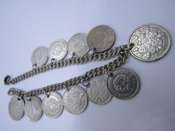 WORLDWIDE ASSORTED SILVER COIN BRACELET