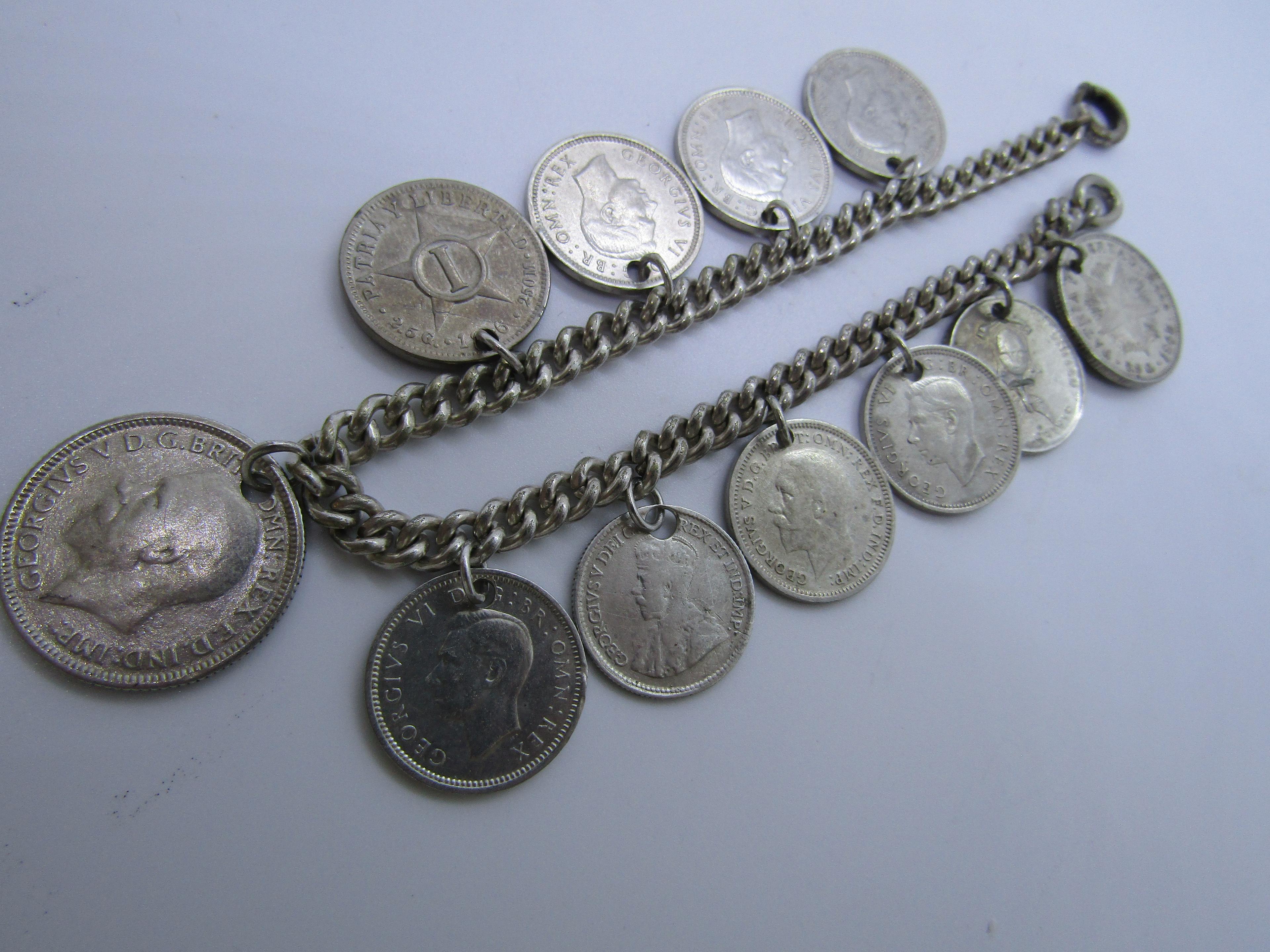 WORLDWIDE ASSORTED SILVER COIN BRACELET