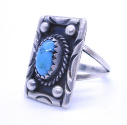 F YAZZI TURQUOISE RING STERLING SILVER