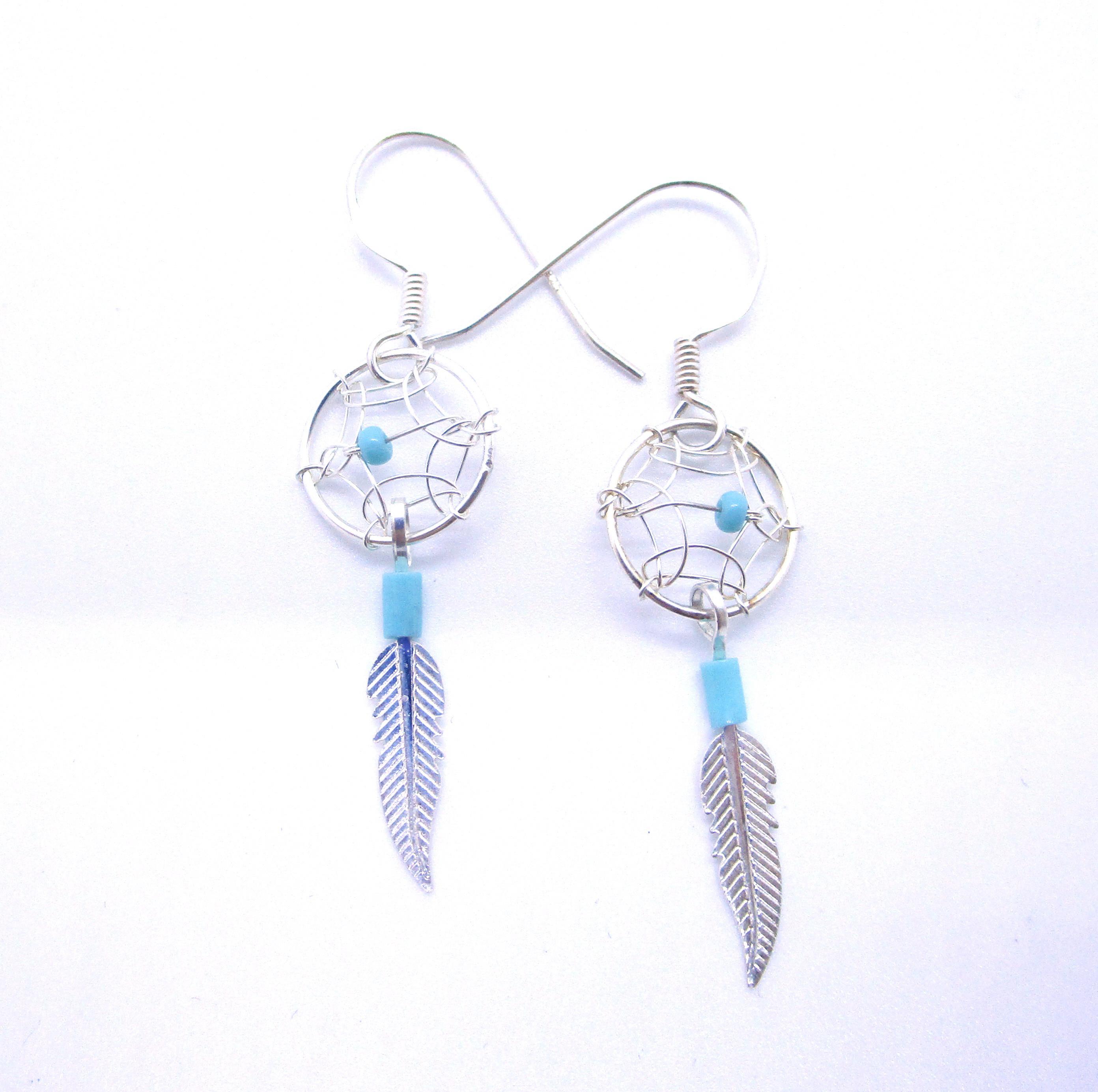 DREAM CATCHER EARRINGS TURQUOISE STERLING SILVER