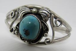 JERRY ROAN TURQUOISE BRACELET CUFF STERLING SILVER