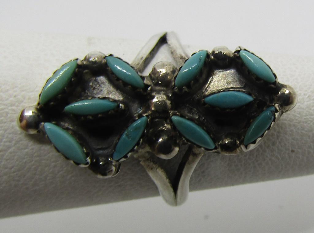 WEE NEEDLEPOINT TURQUOISE RING STERLING SILVER