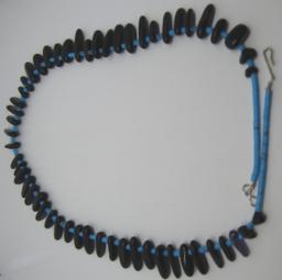 22" TURQUOISE BEAD NECKLACE JET ONYX AMETHYST