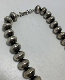 18" NAVAJO PEARL 1/2" BEAD STERLING NECKLACE