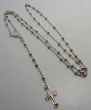 STERLING SILVER ROSARY BEAD NECKLACE