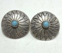 STERLING TURQUOISE CONCHO EARRINGS