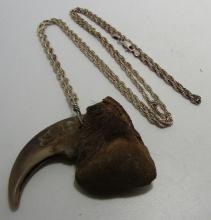 LARGE BEAR CLAW ON STERLING CHAIN