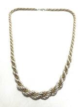 20" GOLD ON STERLING ROPE CHAIN BEADED NECKLACE