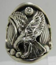 SIGNED LMC EAGLE RING STERLING SILVER SIZE 11 1/2