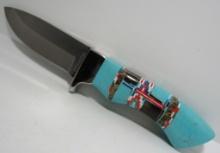 TURQUOISE INLAID HUNTING KNIFE