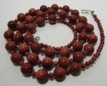 10MM GOLDSTONE BEAD 30" NECKLACE STERLING SILVER