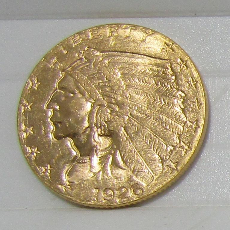 1926 USA GOLD 2 1/2 DOLLAR INDIAN COIN.