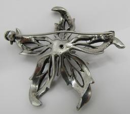 ANTIQUE HALLMARKED MARCASITE PIN STERLING SILVER