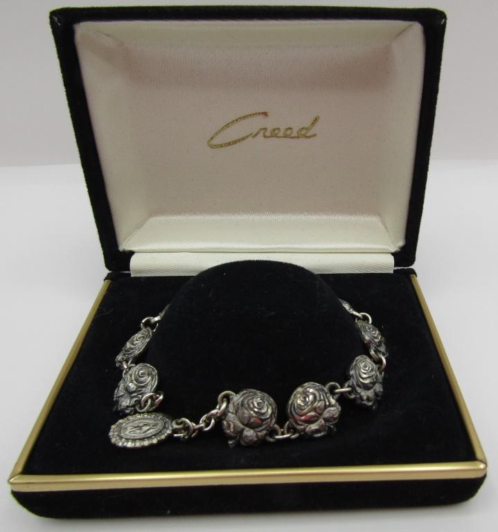 CREED STERLING SILVER ROSARY BRACELET 10 ROSES NIB