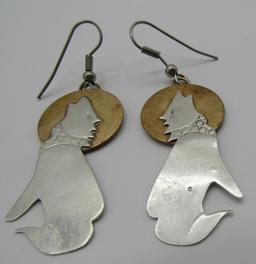 COYOTE MOON EARRINGS STERLING SILVER & BRASS