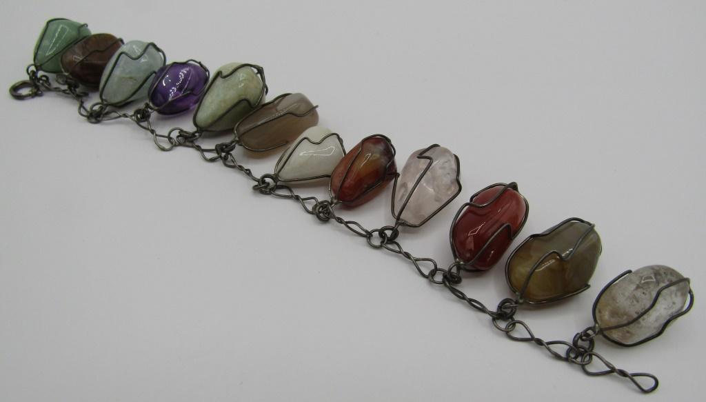 STERLING SILVER BRACELET WITH MULTI GEMSTONES