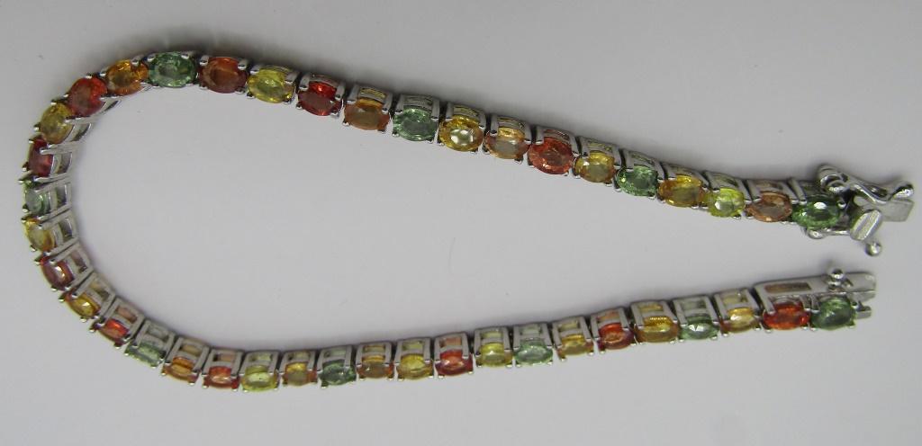 MULTI GEMSTONE TENNIS BRACELET STERLING SILVER