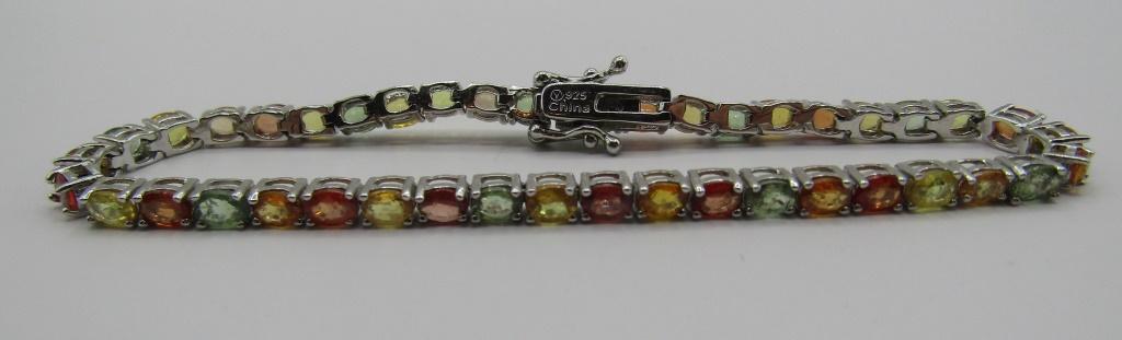 MULTI GEMSTONE TENNIS BRACELET STERLING SILVER