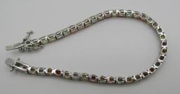 MULTI GEMSTONE TENNIS BRACELET STERLING SILVER