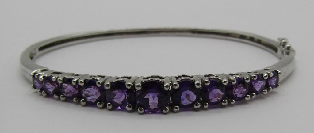 AMETHYST BANGLE BRACELET STERLING SILVER