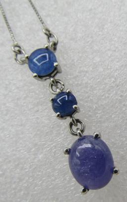 SAPPHIRE AMETHYST PENDANT NECKLACE STERLING SILVER