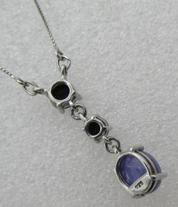 SAPPHIRE AMETHYST PENDANT NECKLACE STERLING SILVER