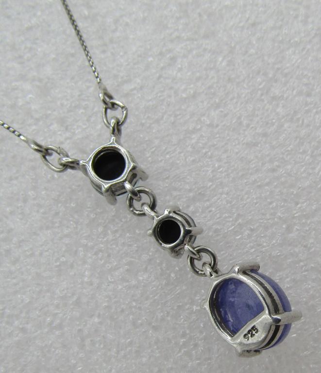 SAPPHIRE AMETHYST PENDANT NECKLACE STERLING SILVER