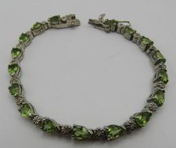 17 PERIDOT 16 DIAMOND BRACELET STERLING SILVER