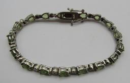 17 PERIDOT 16 DIAMOND BRACELET STERLING SILVER