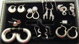 8 PAIR OF STERLING SILVER EARRINGS 29.5GRAMS