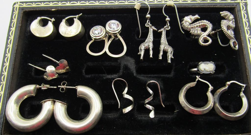 8 PAIR OF STERLING SILVER EARRINGS 29.5GRAMS