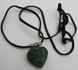 MALACHITE & STERLING SILVER NECKLACE 30" SUEDE