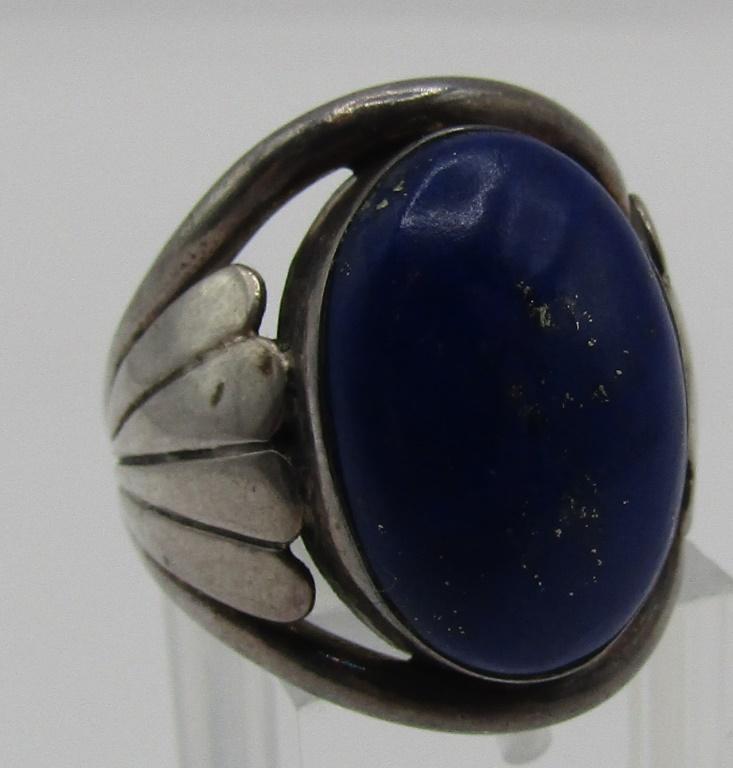 BLUE LAPIS LAZULI RING STERLING SILVER SIZE 7