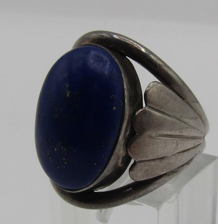 BLUE LAPIS LAZULI RING STERLING SILVER SIZE 7