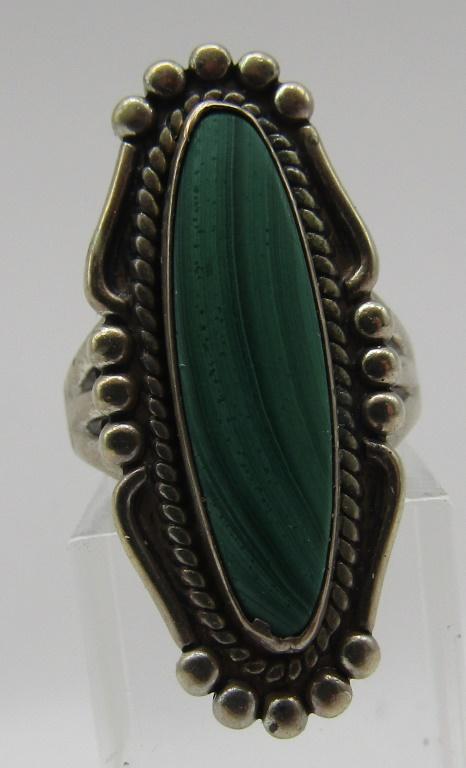 BELL TRADING MALACHITE RING STERLING SILVER