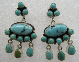 "RP" TURQUOISE CLUSTER EARRINGS STERLING SILVER