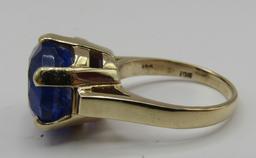 GENUINE 9.2 CT TANZANITE GOLD RING