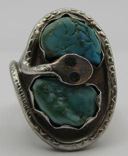 EFFIE C SNAKE TURQUOISE RING STERLING SILVER SIZ13