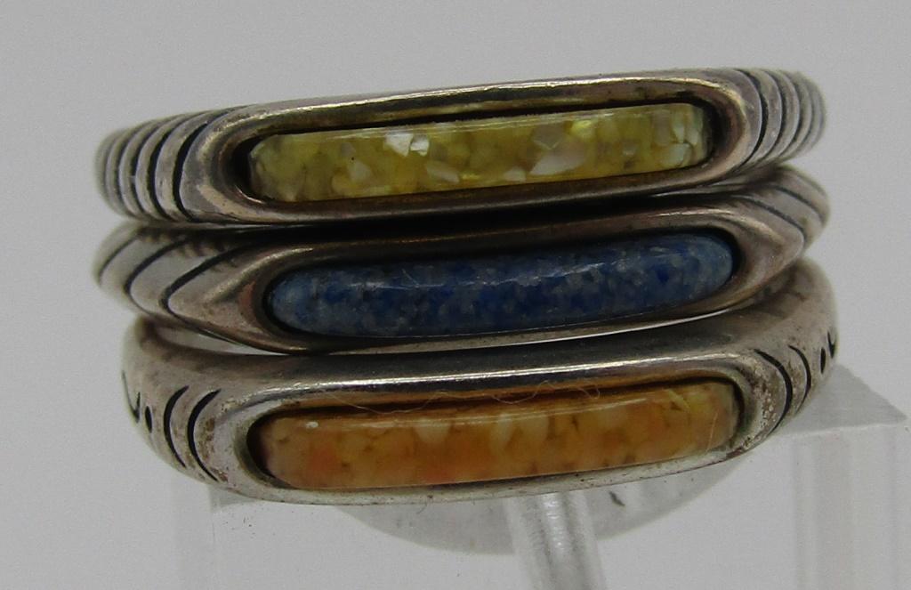 CAROLYN POLLACK 3 BAND RINGS STERLING SILVER SIZ 7