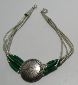 MALACHITE CONCHO BRACELET STERLING SILVER