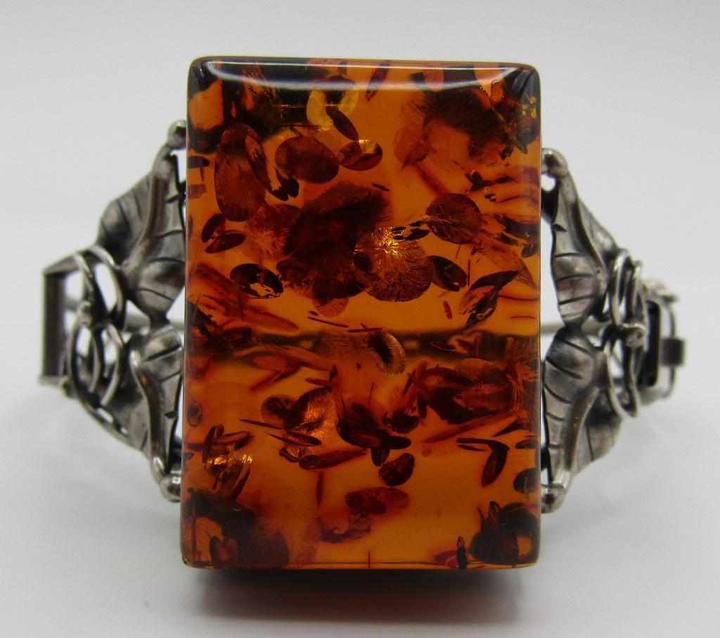 FOSSILIZED BALTIC AMBER BRACELET STERLING SILVER