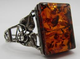 FOSSILIZED BALTIC AMBER BRACELET STERLING SILVER