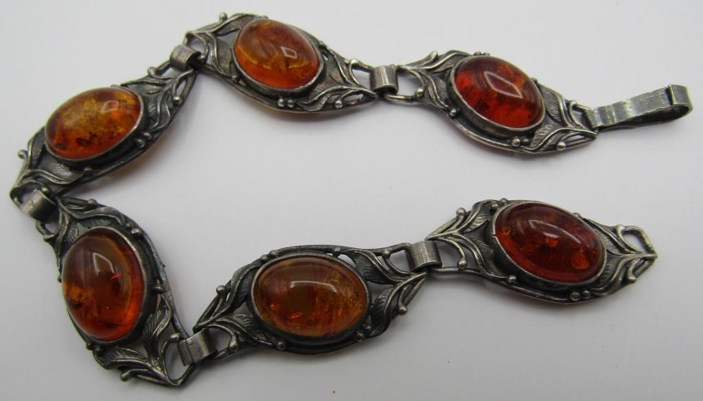 HALLMARK RK BALTIC AMBER BRACELET STERLING SILVER